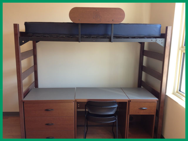 Bed, Mattress, Dresser, and Desk and Chair